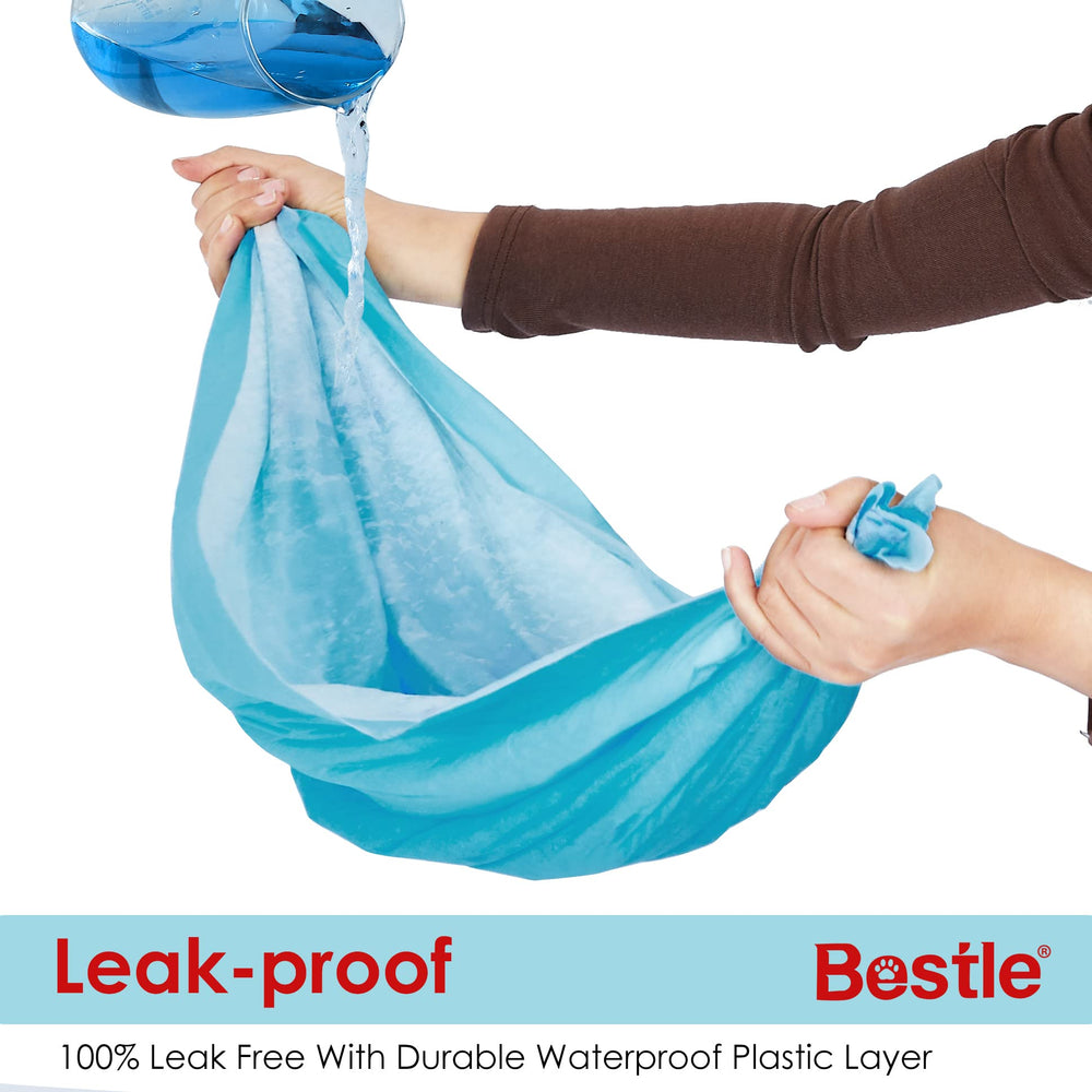 BESTLE puppy pad showing leak-proof layer protecting floors.