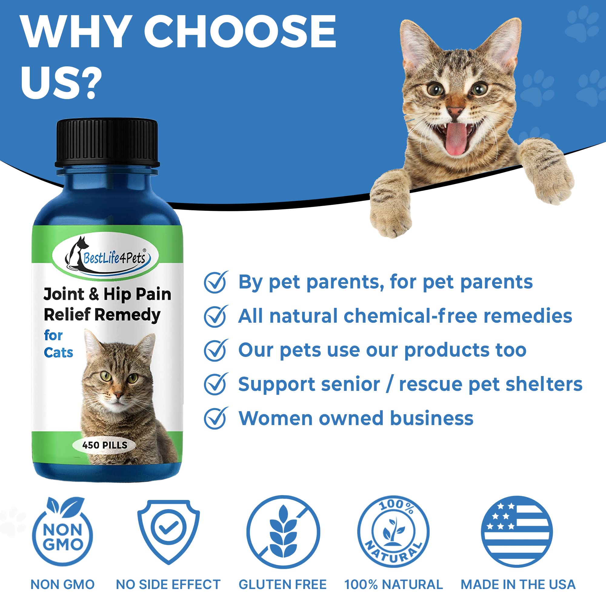 BestLife4Pets USA-made label on cat supplement bottle