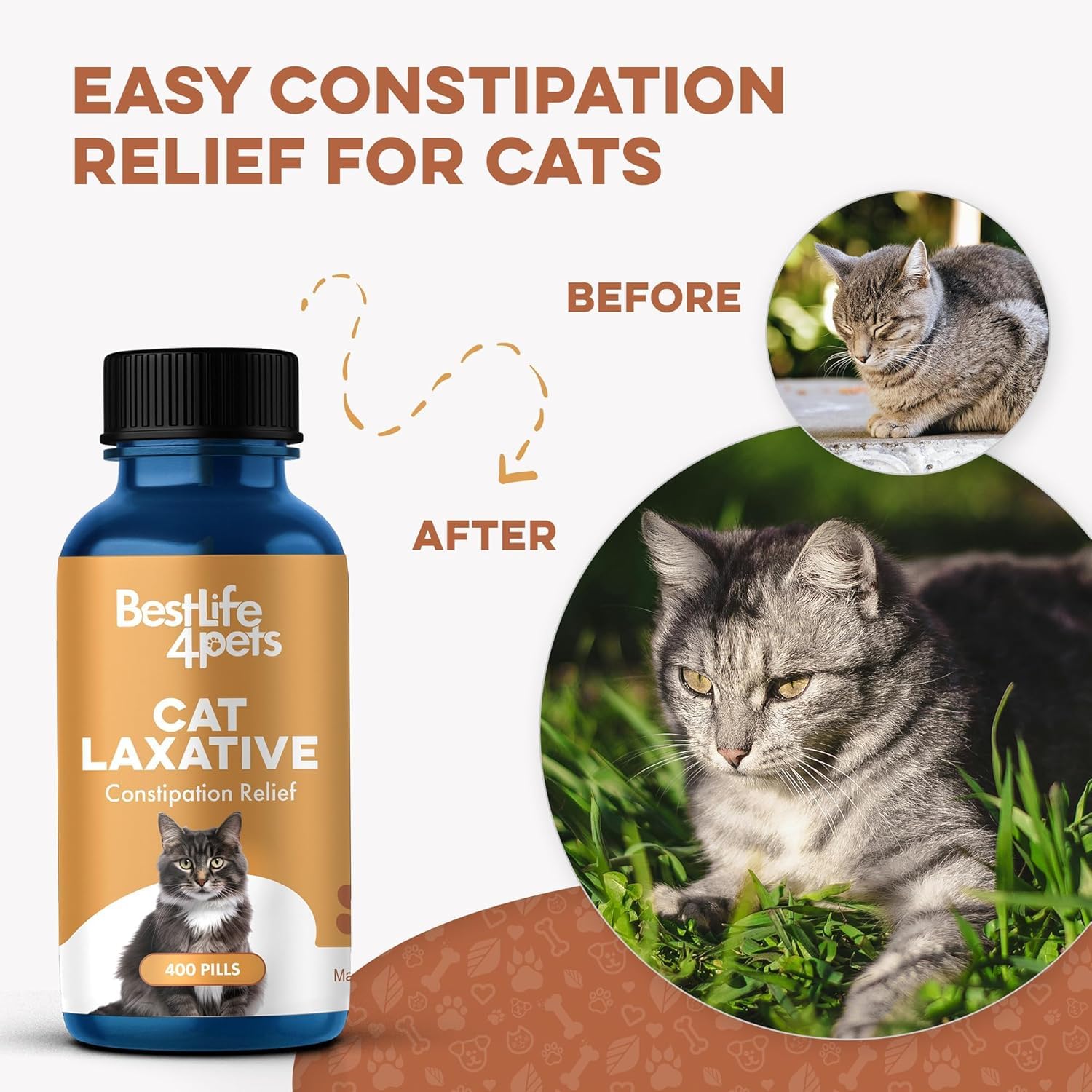 BestLife4Pets odorless cat laxative pills close-up for picky eaters.