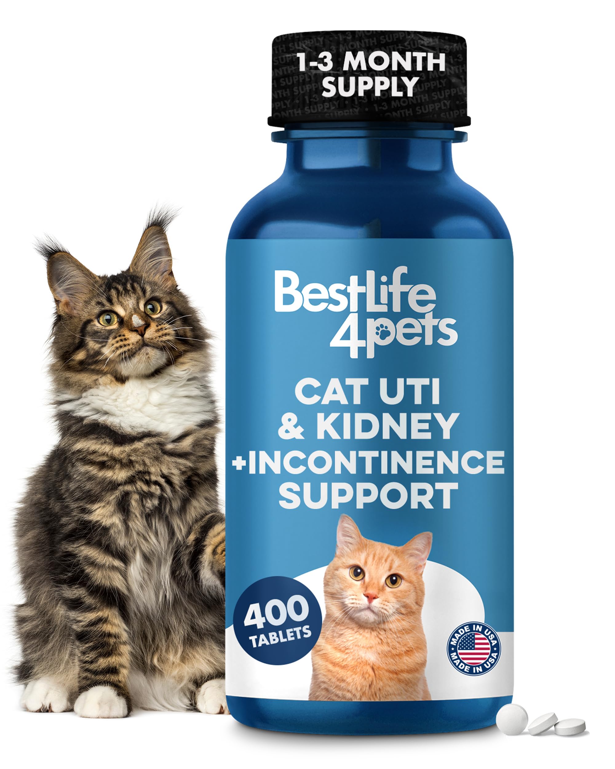 BestLife4Pets Cat UTI Remedy bottle being poured for easy administration.