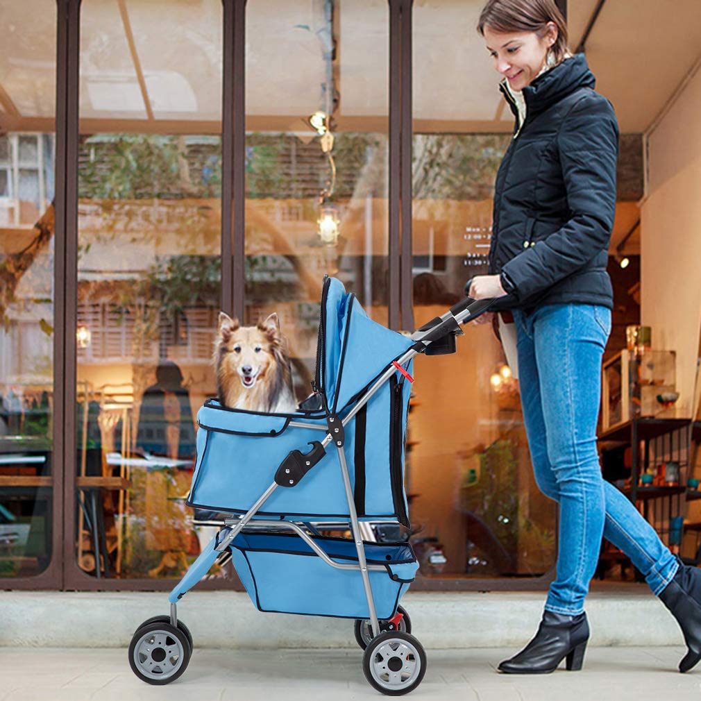 BestPet 3-Wheel Stroller side view showing large undercarriage for storage.