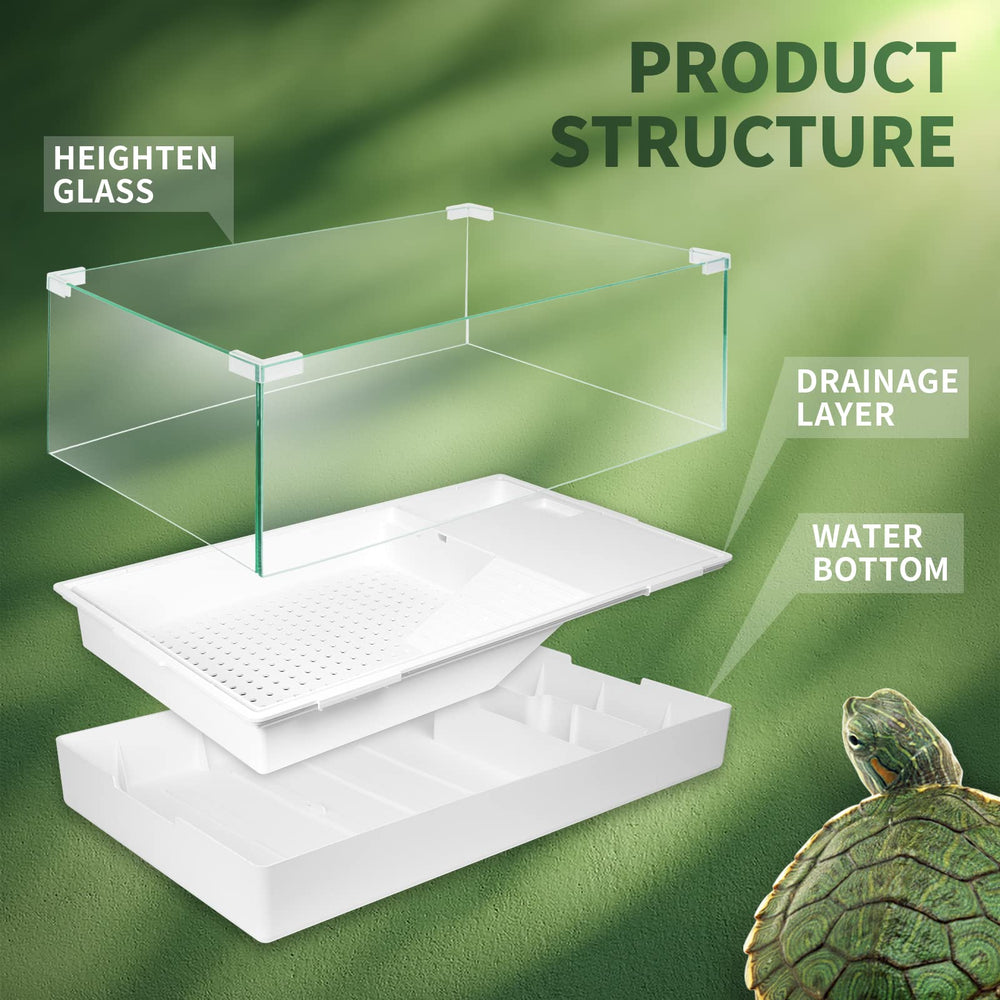 BETAZOOER baby turtle habitat interior shot suggests ready-to-use setup with safe hiding spots.