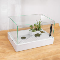 BETAZOOER scratch-resistant glass turtle tank front view demonstrates durable habitat for reptiles and fish.