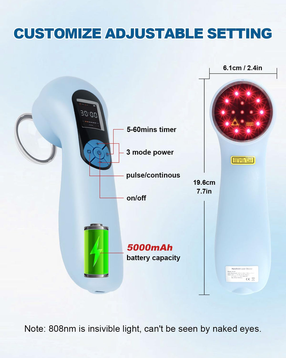 BETISBE LLLT therapy device charging port, convenient power connection for ready use.