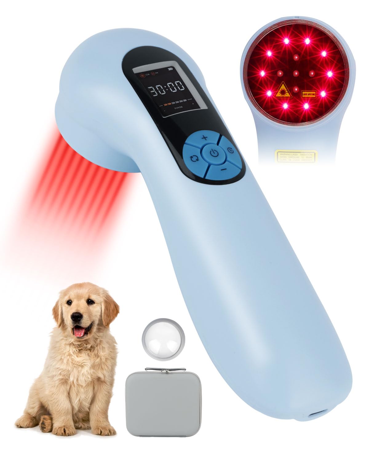BETISBE LLLT therapy device front view, compact handheld for at-home pain relief and quick sessions.
