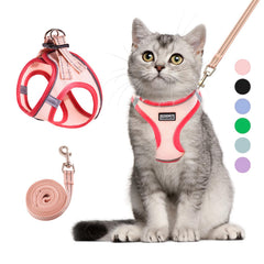 Betmaypet cat harness pink-breathable mesh for comfortable outdoor activity