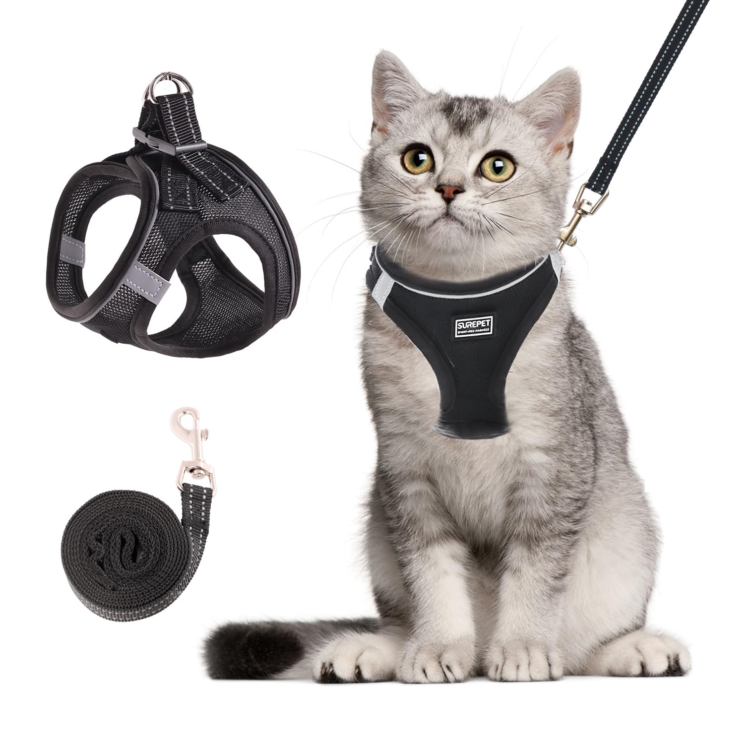 Betmaypet cat harness in soft breathable mesh for comfortable outdoor walks