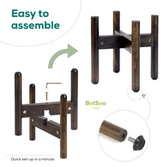 BETSEO wooden bowl stand with smooth finish for a safe feeding area.
