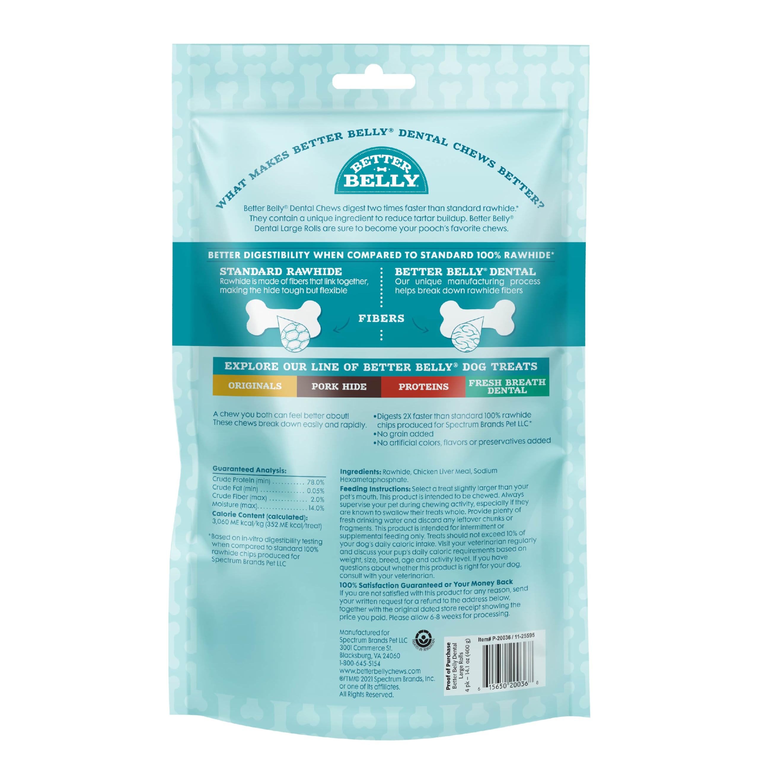 Better Belly Dental Roll large pack image highlights longer chews for bigger dogs.