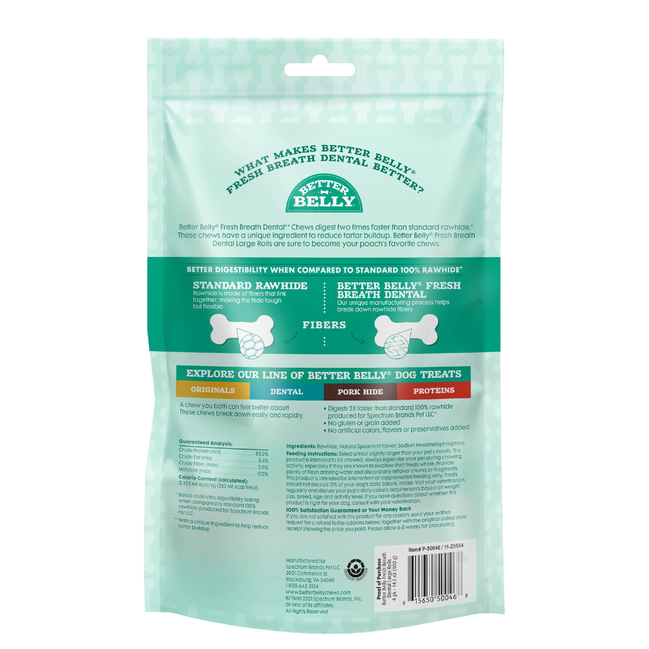 Better Belly Digestible Rawhide Chews show faster digestion for comfortable chewing
