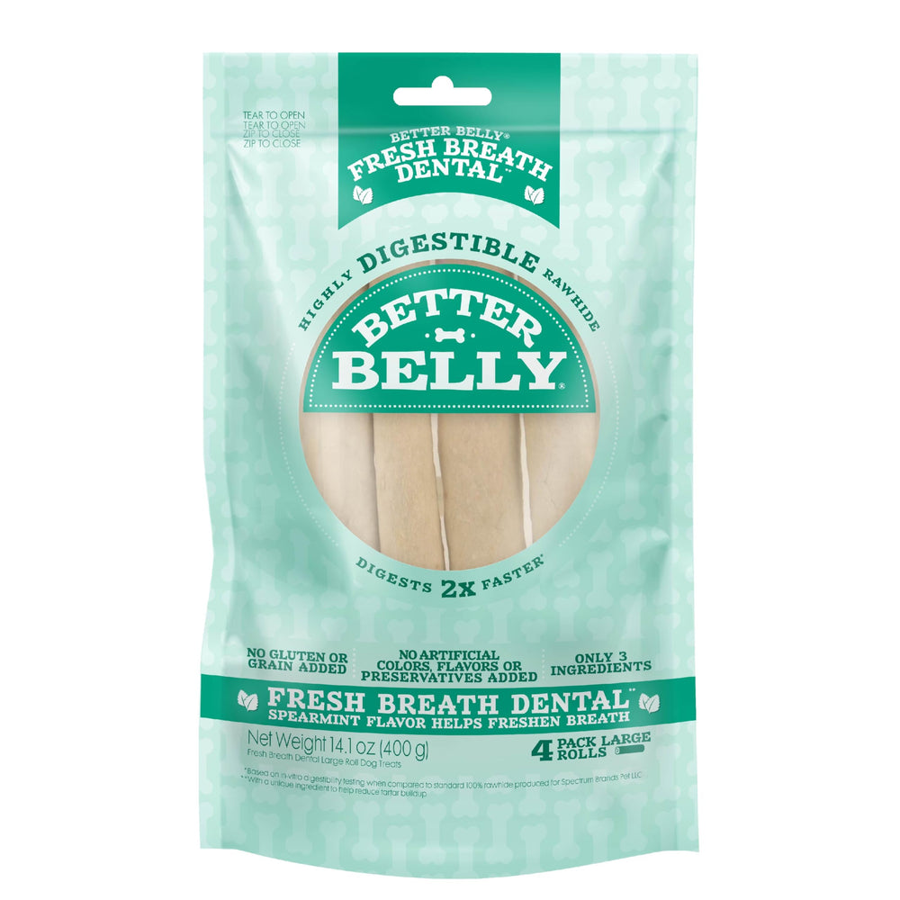 Better Belly Fresh Breath Dental Roll Large for large dogs helps large dogs enjoy minty chew time