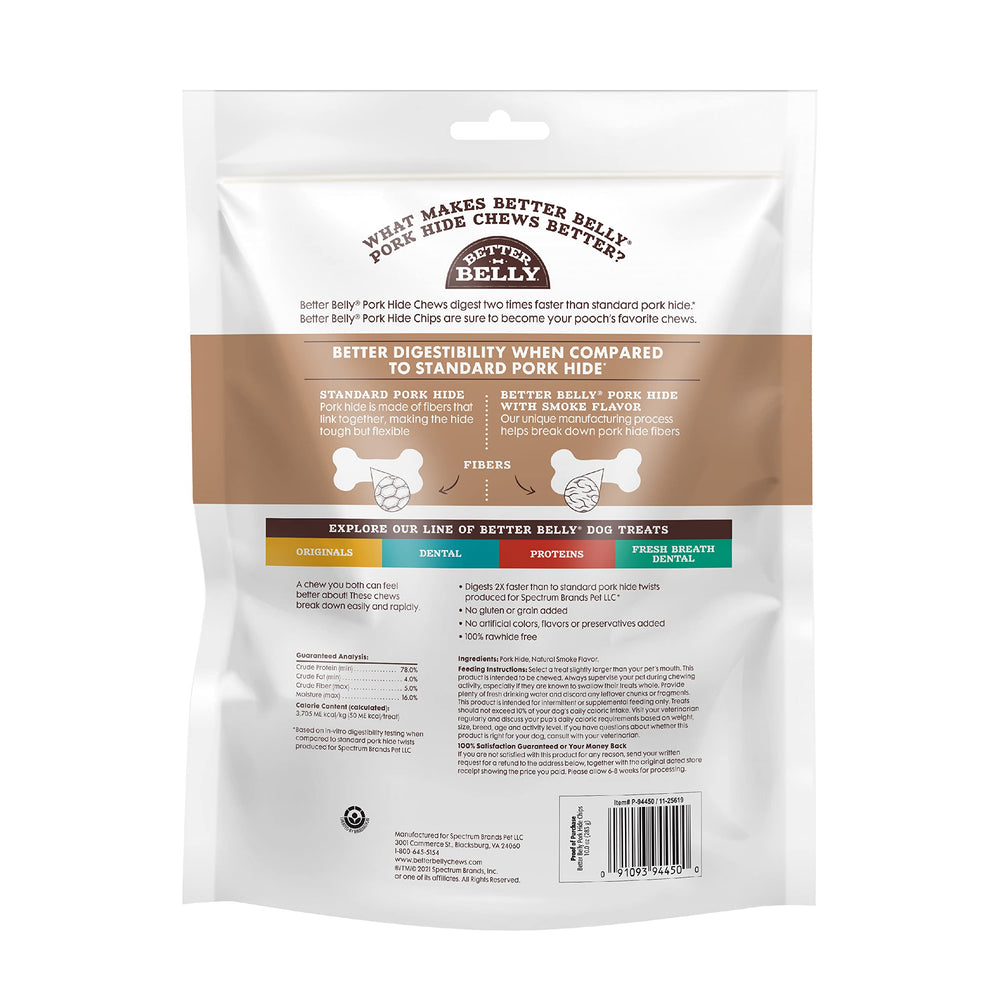 Better Belly pork hide roll close-up texture highlights chew-friendly surface for dogs.
