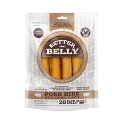 Better Belly pork hide roll with smoke flavor in pack front, easy on digestion.