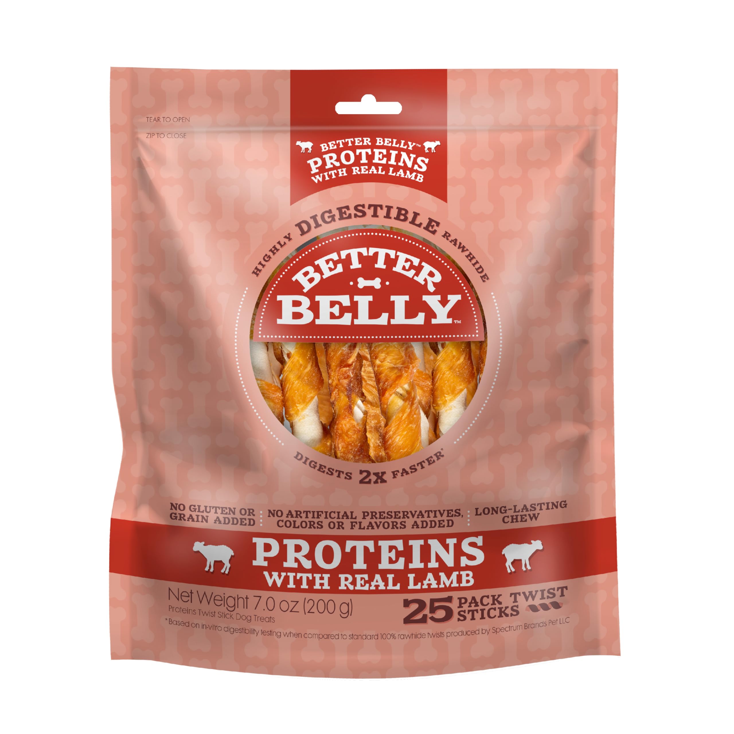 Open pack of Real Lamb Twists revealing quantity per pack for daily treats