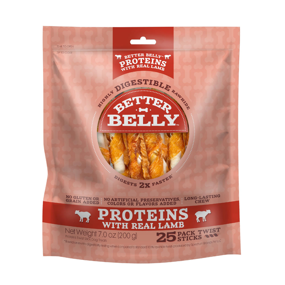Open pack of Real Lamb Twists revealing quantity per pack for daily treats