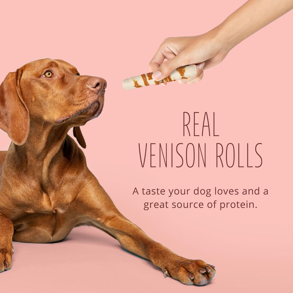 Front view of Better Belly Venison Rolls packaging in a store display