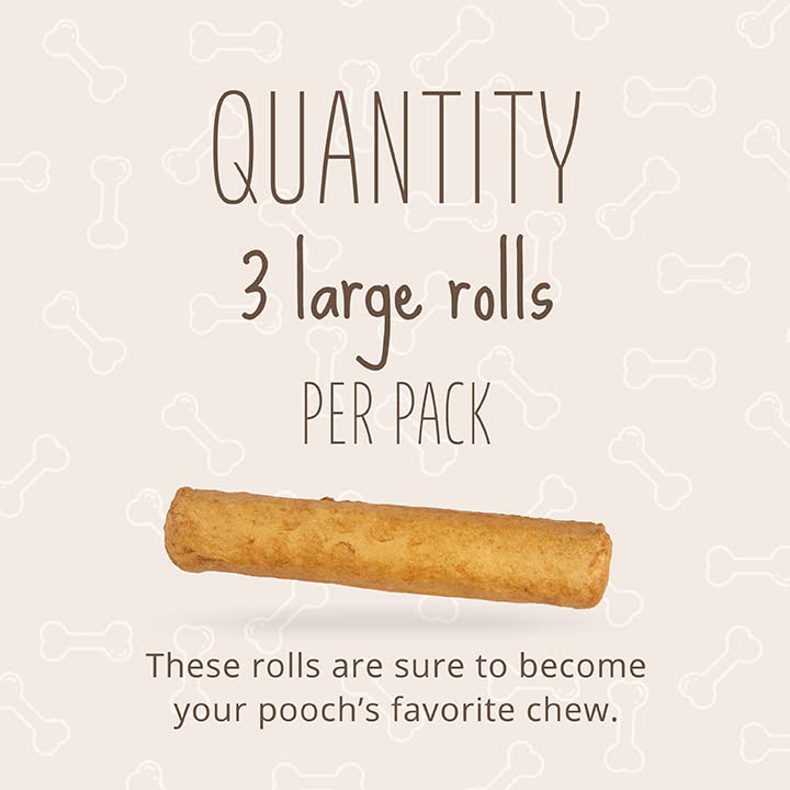 Better Belly Rawhide Large Roll Chews roll-shape chew in dog's mouth, easy-to-handle texture.