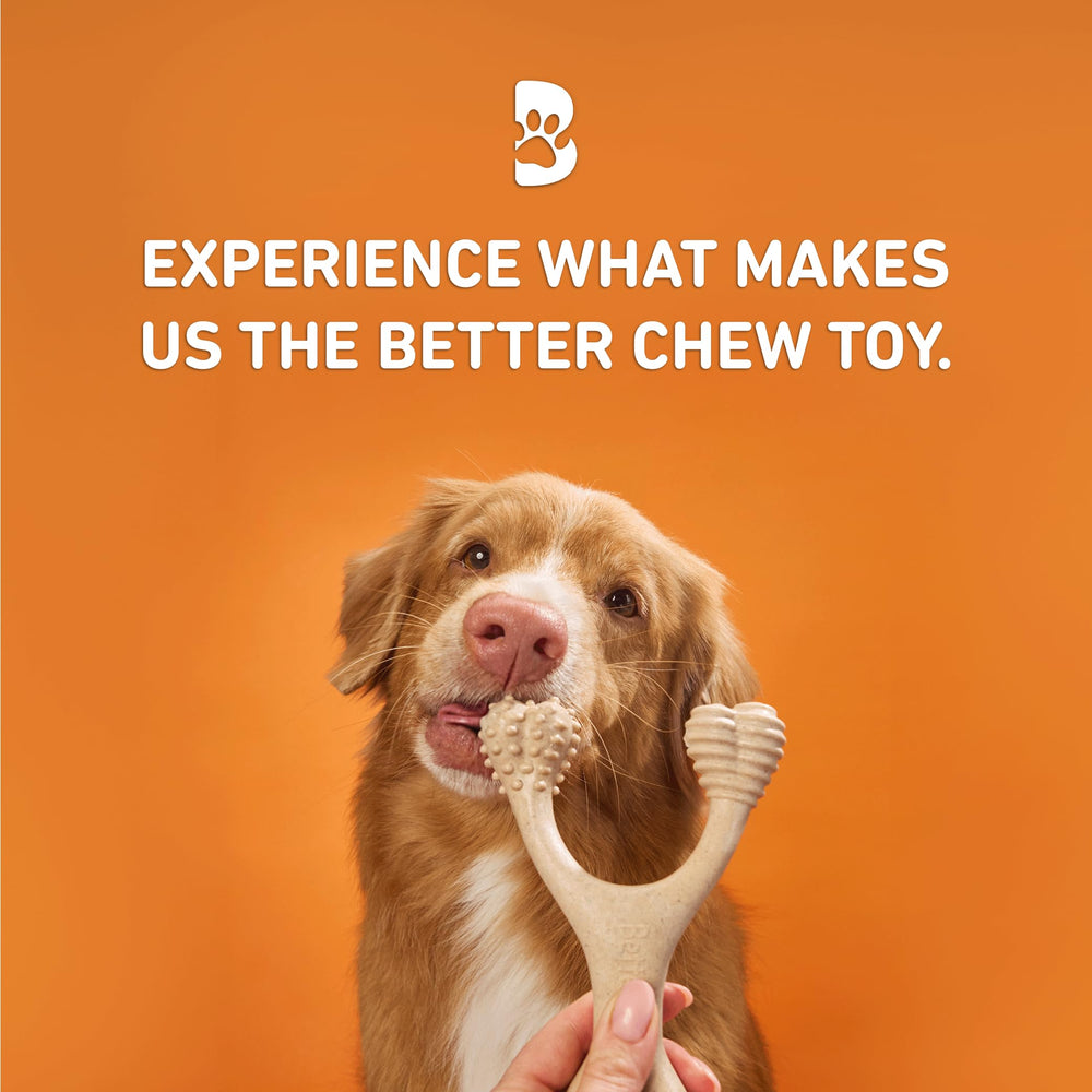 BetterBone three-end design shows nubs, ridges, and smooth ends for dental stimulation.