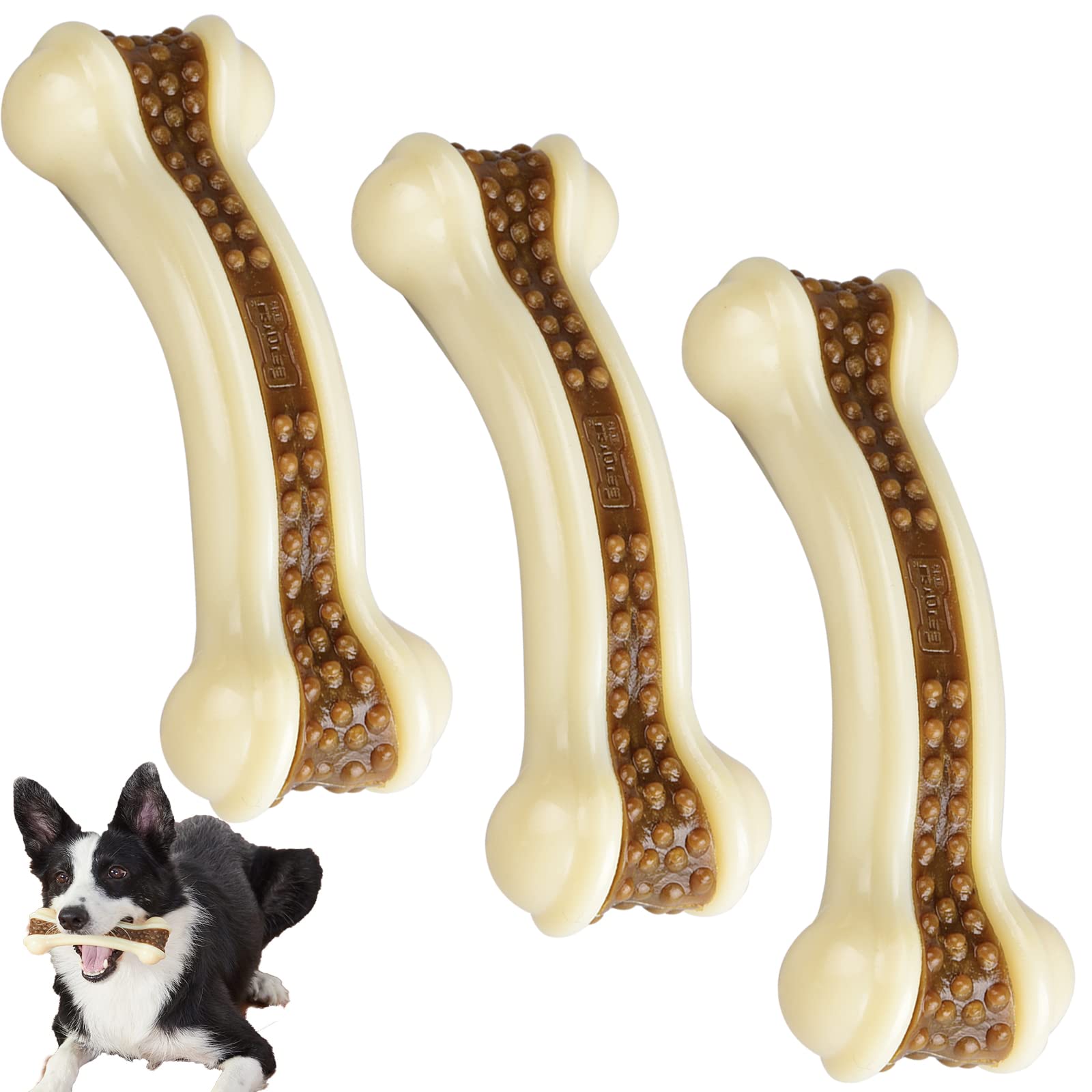 BETTEPROD indestructible bone toy, 5.3 inches, ideal for hours of durable chewing.