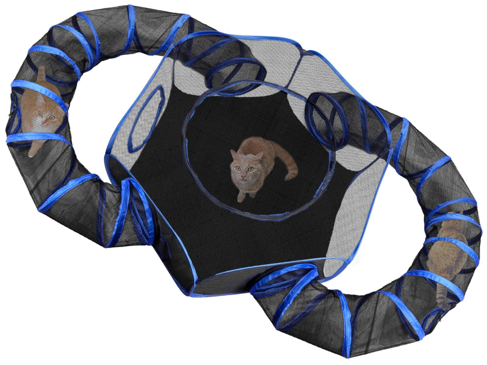 BETYMAN outdoor cat enclosure with two tunnels for double active play.
