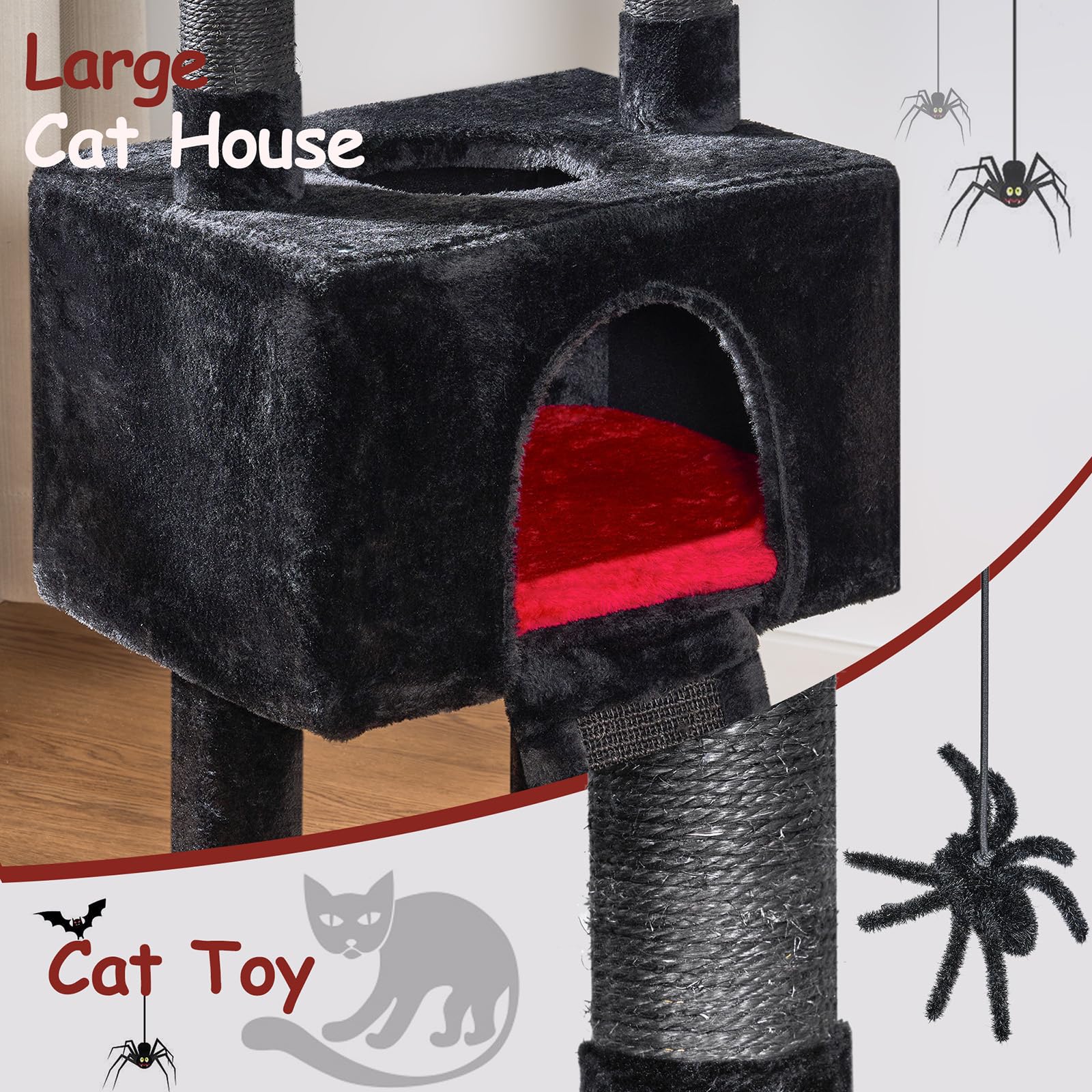 BEWISHOME bat-shaped base provides sturdy stability for energetic cats.