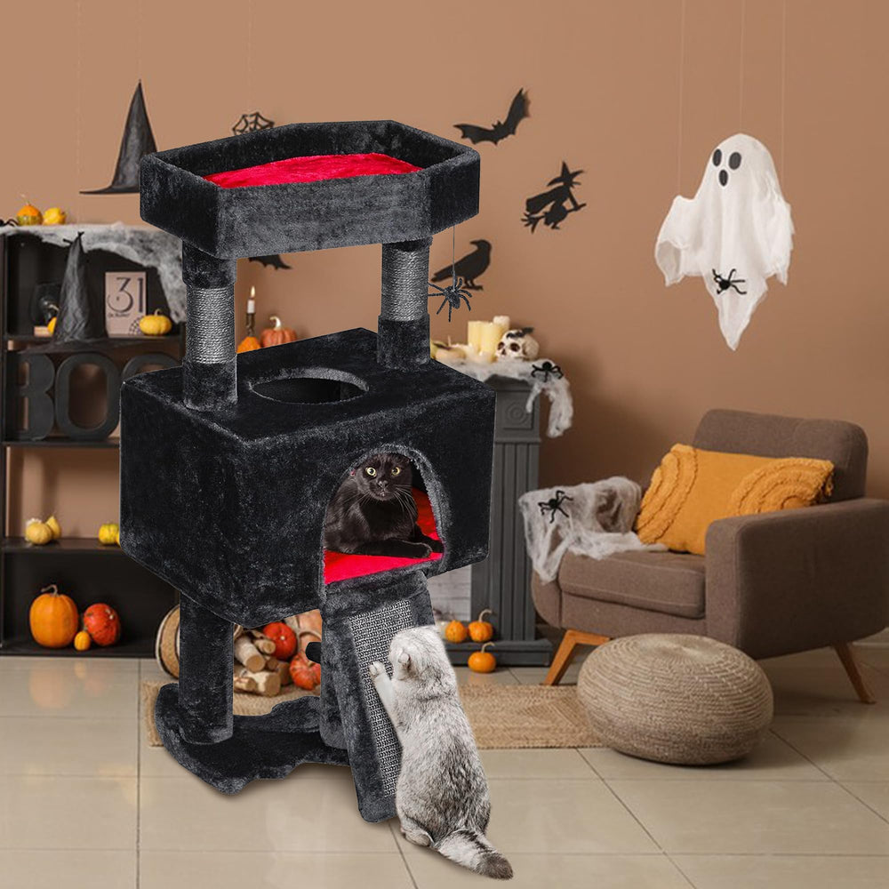 BEWISHOME cat-condo inside view offers private space for naps and play.