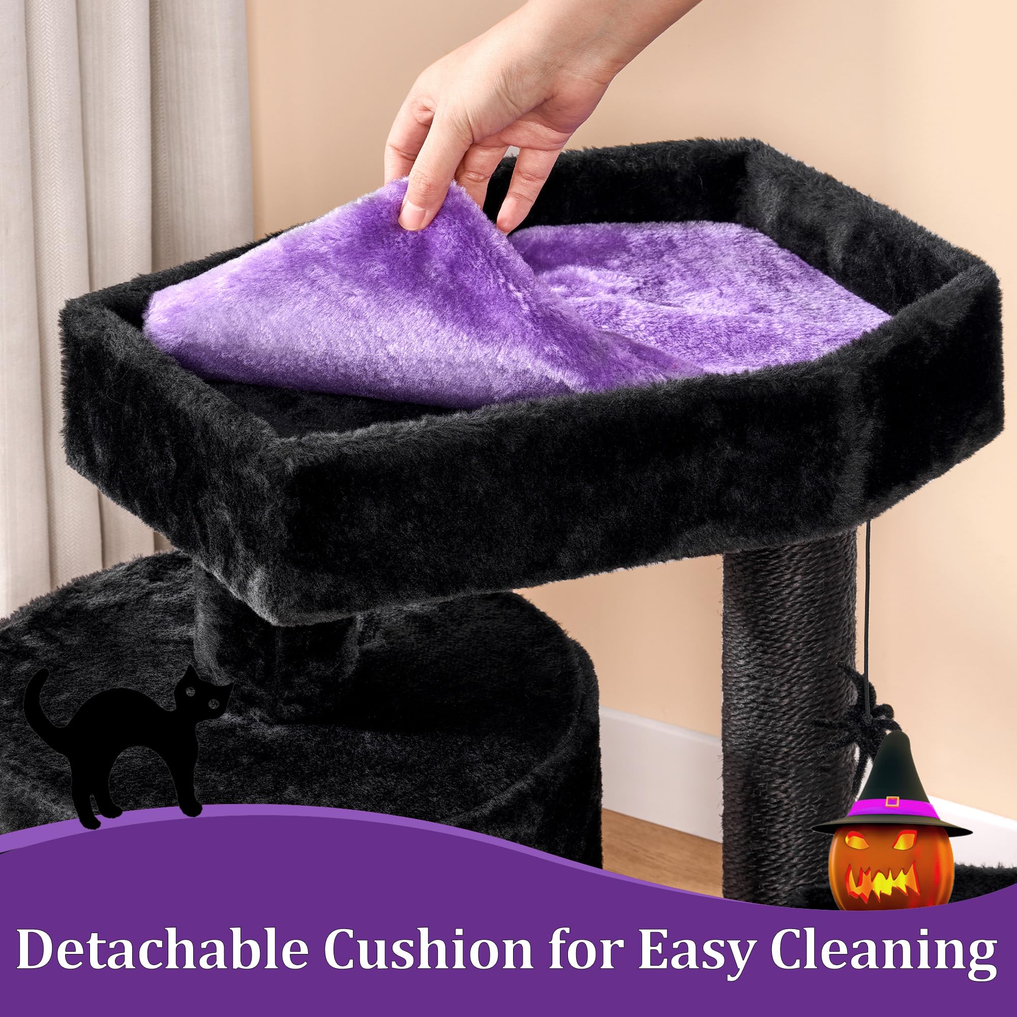 BEWISHOME Cat Tree removable cushions simplify cleaning