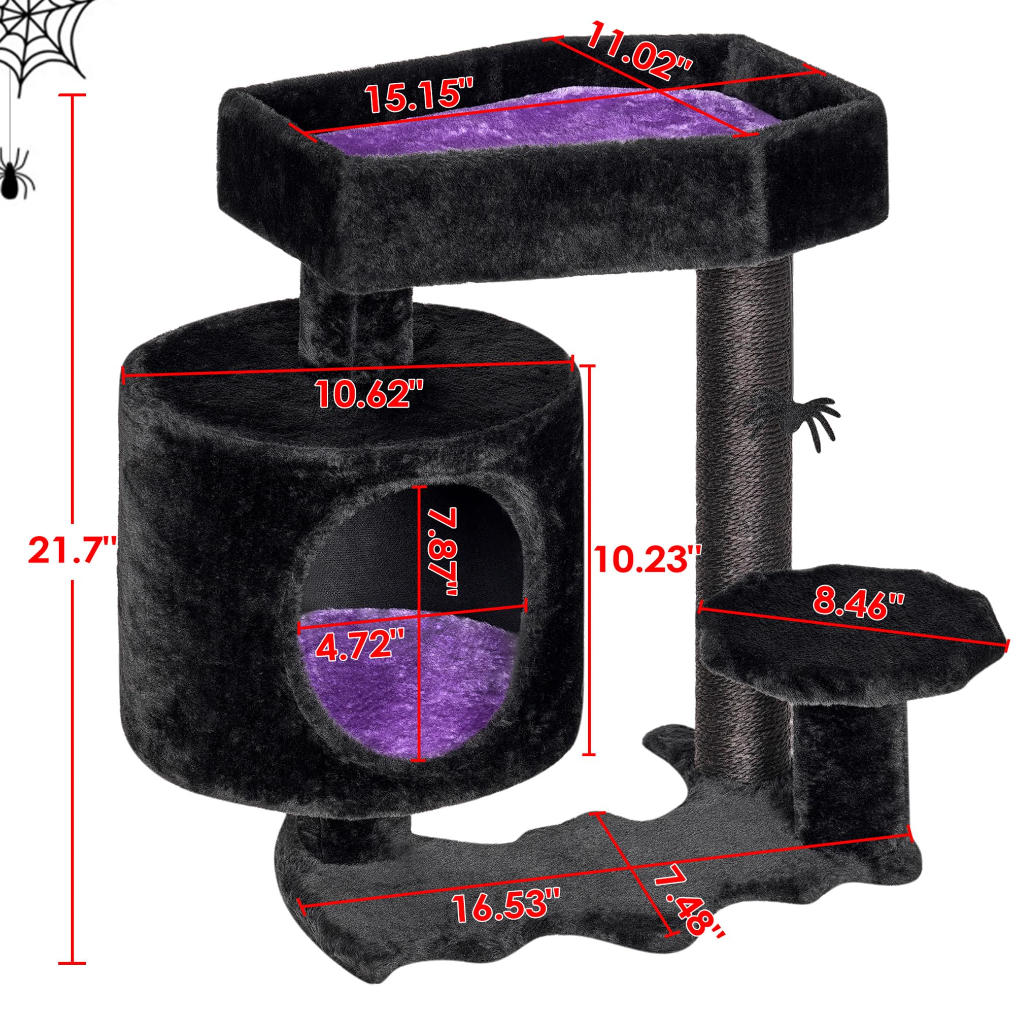 BEWISHOME Gothic Cat Tree sturdy base and posts reduce tipping