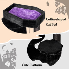 BEWISHOME Gothic Cat Tree viewing platform bottom enables 360-degree play