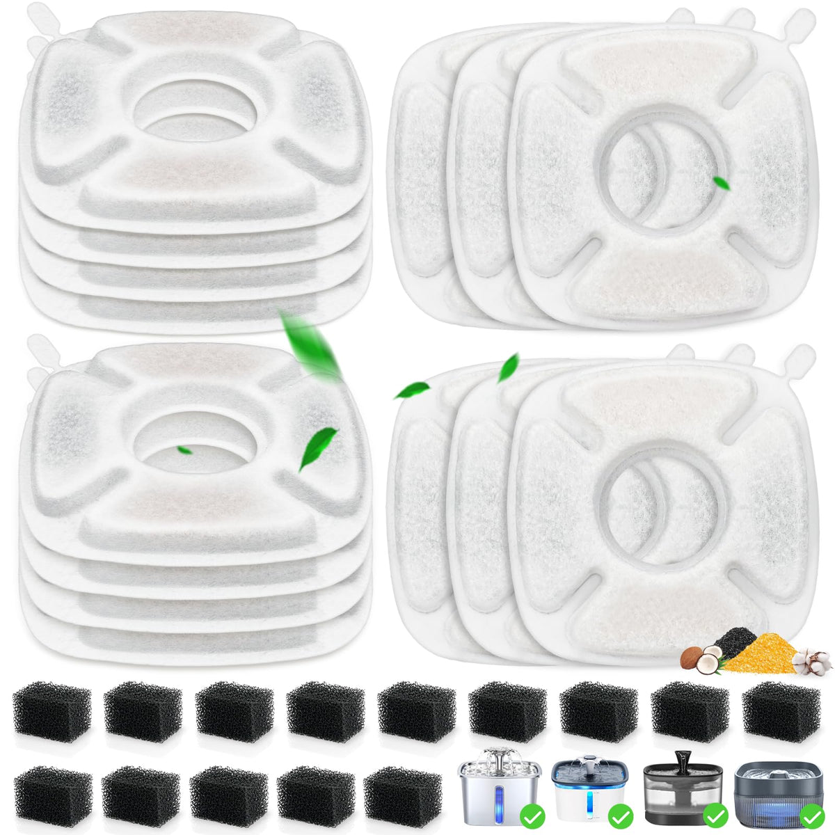 Beyolike cat fountain filter pack front view for quick replacement.