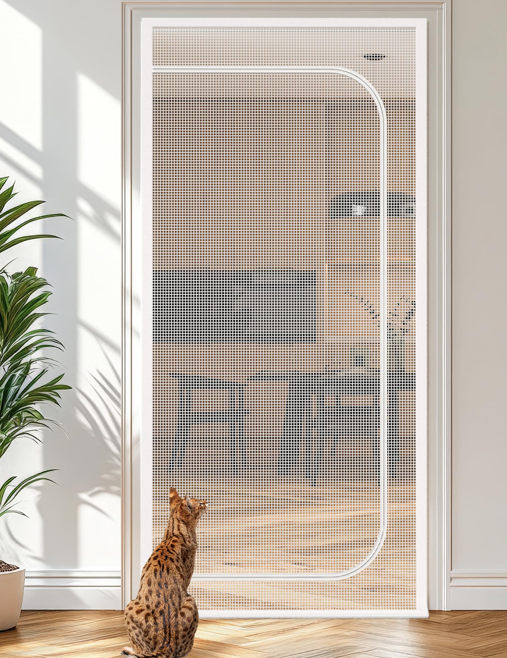 BFNN Cat Screen Door anti-scratch mesh close-up shows durable wear resistance.
