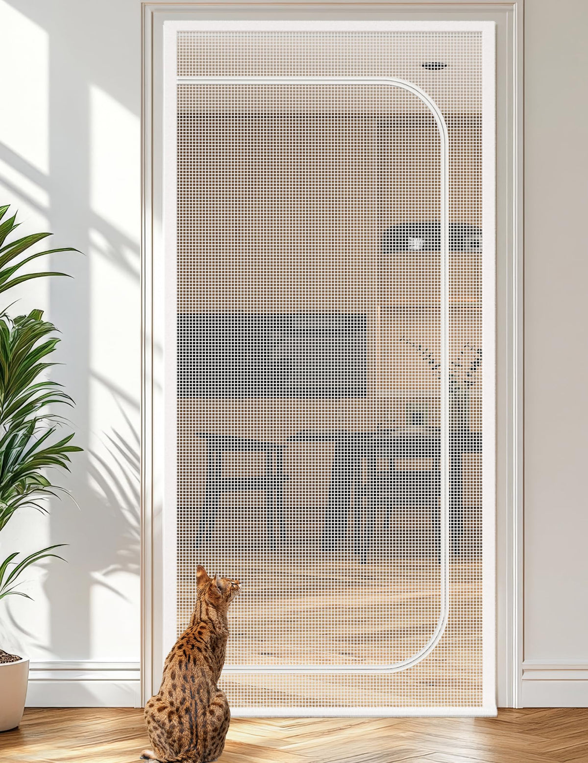 BFNN Cat Screen Door anti-scratch mesh close-up shows durable wear resistance.