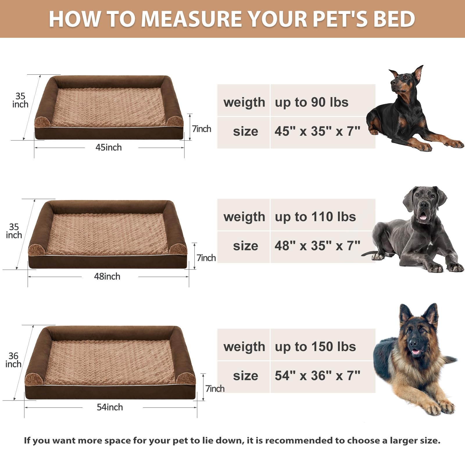 BFPETHOME large 48x35x7 inches dog bed for dogs who like to stretch