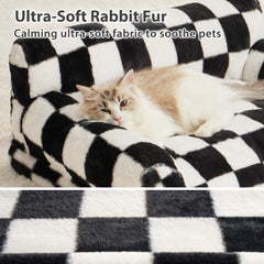 BFPETHOME cat couch bed checkered pattern enhances home style