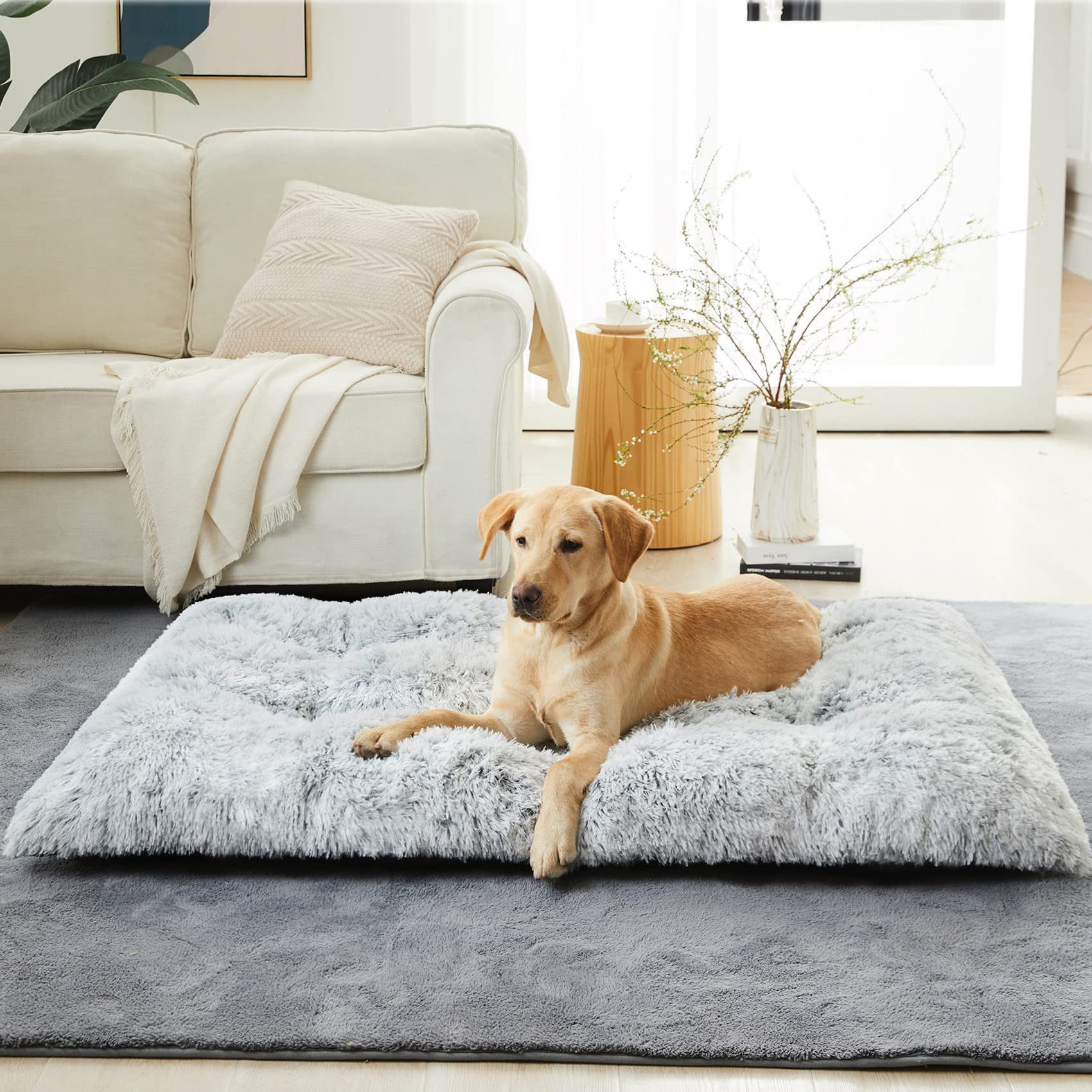 BFPETHOME dog bed with non-slip bottom keeps it secure on hard floors.