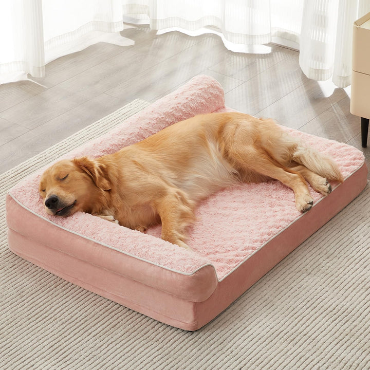 BFPETHOME orthopedic bed for large dogs back view shows strong joint support