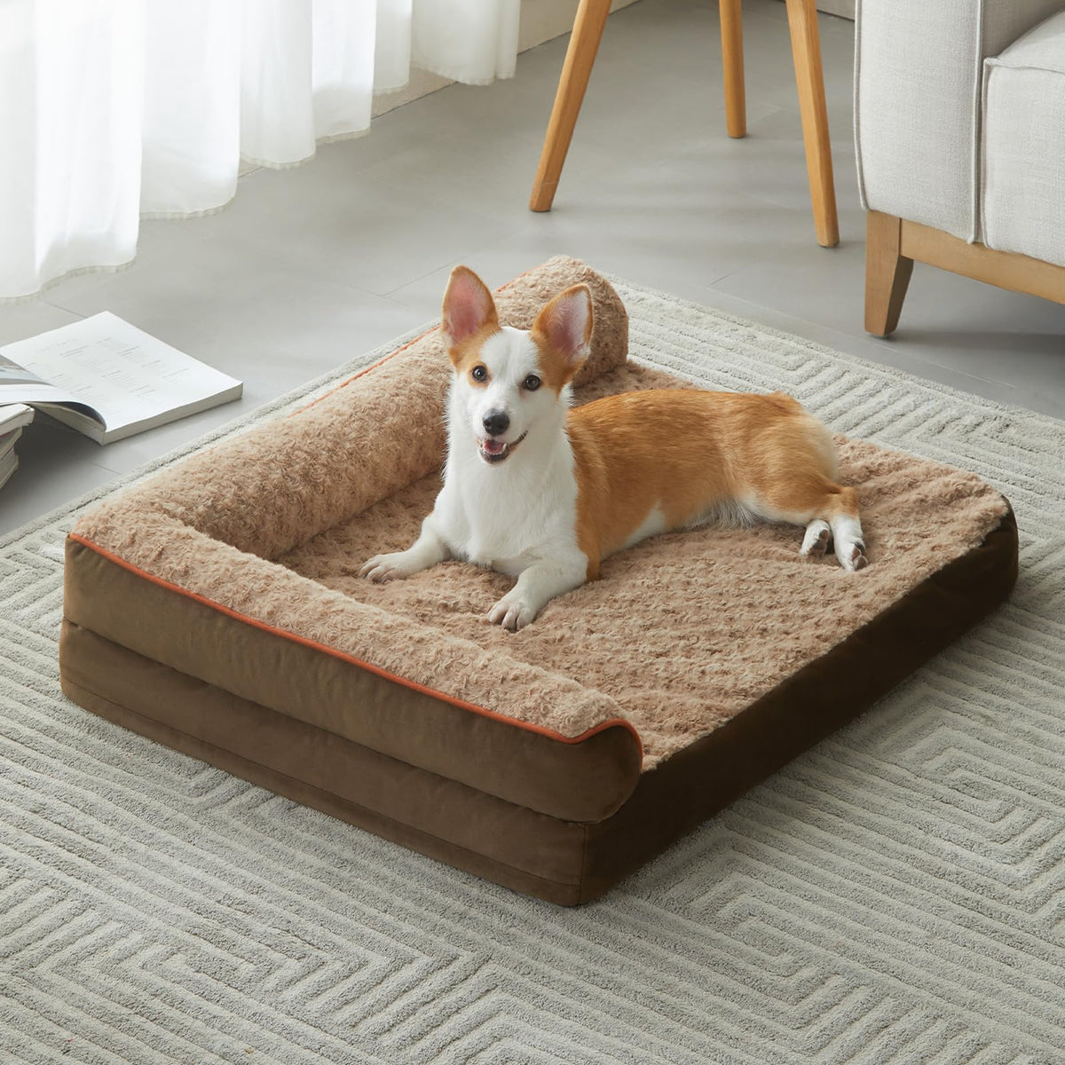 BFPETHOME orthopedic dog bed for large dogs in 36x27 setup showing space to stretch
