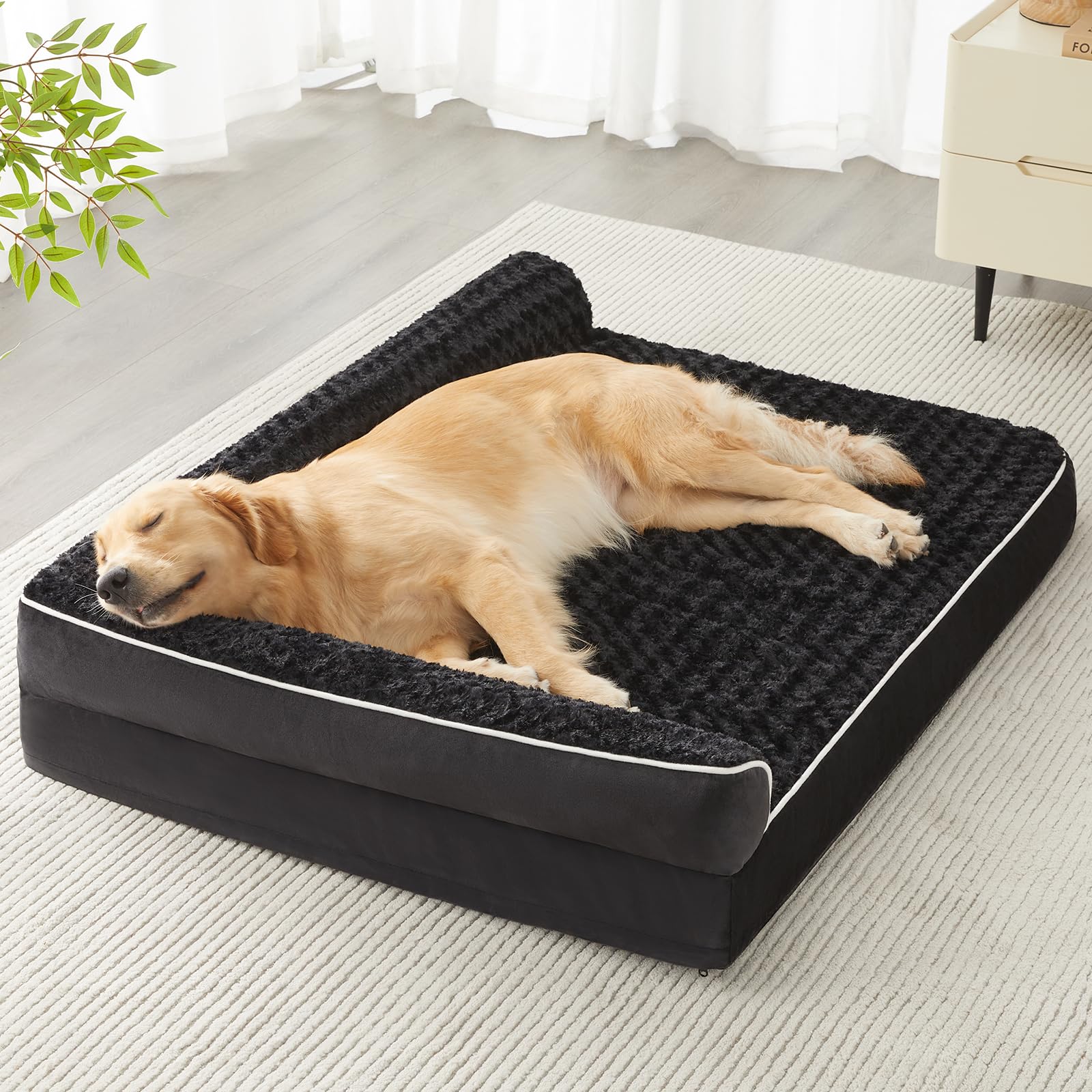 BFPETHOME orthopedic large dog bed in a cozy setup, supports joints for restful sleep.