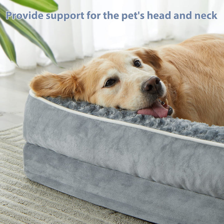 BFPETHOME large dog bed side view highlighting roomy lounging space.