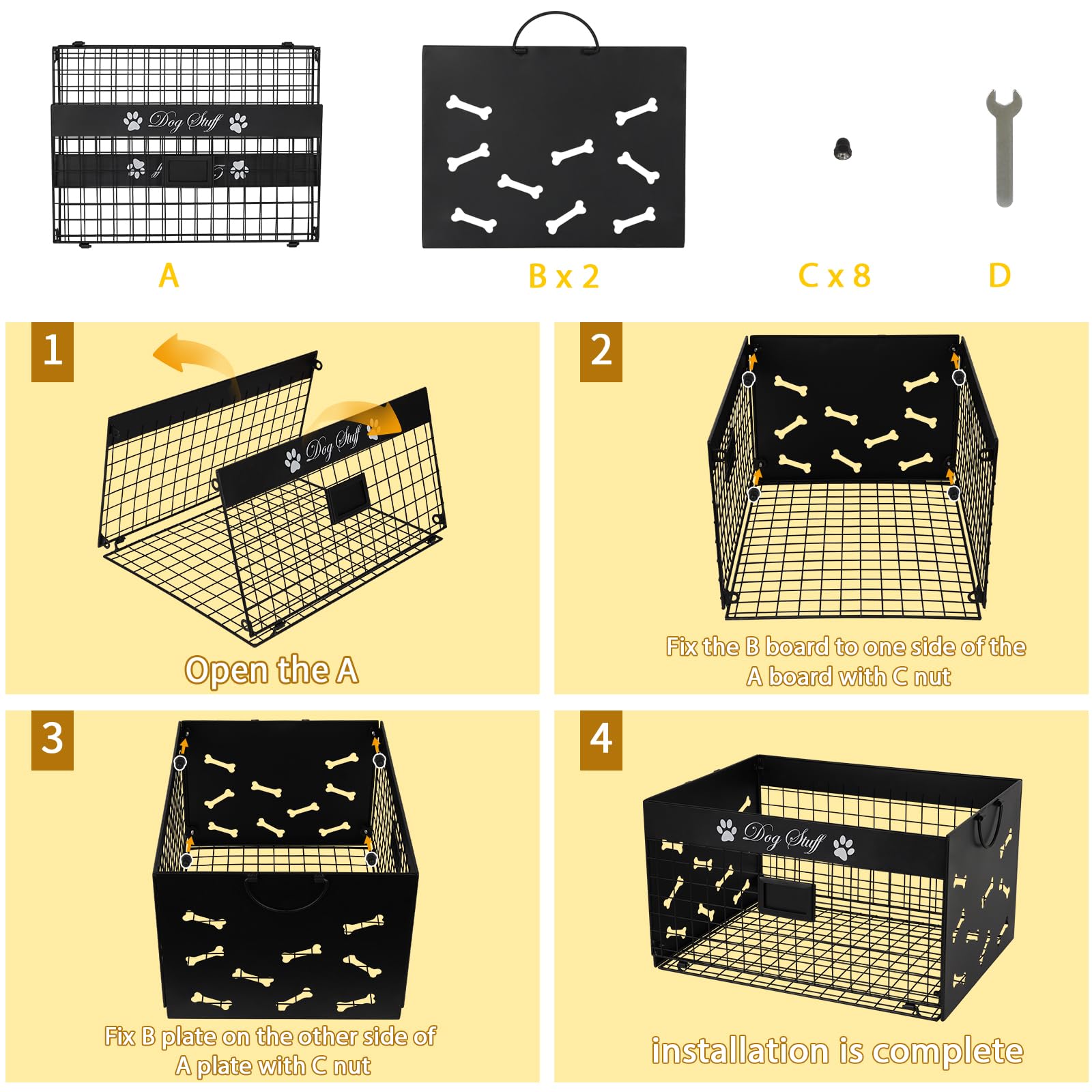 Bfttlity metal dog toy bin durability closeup showing sturdy construction.
