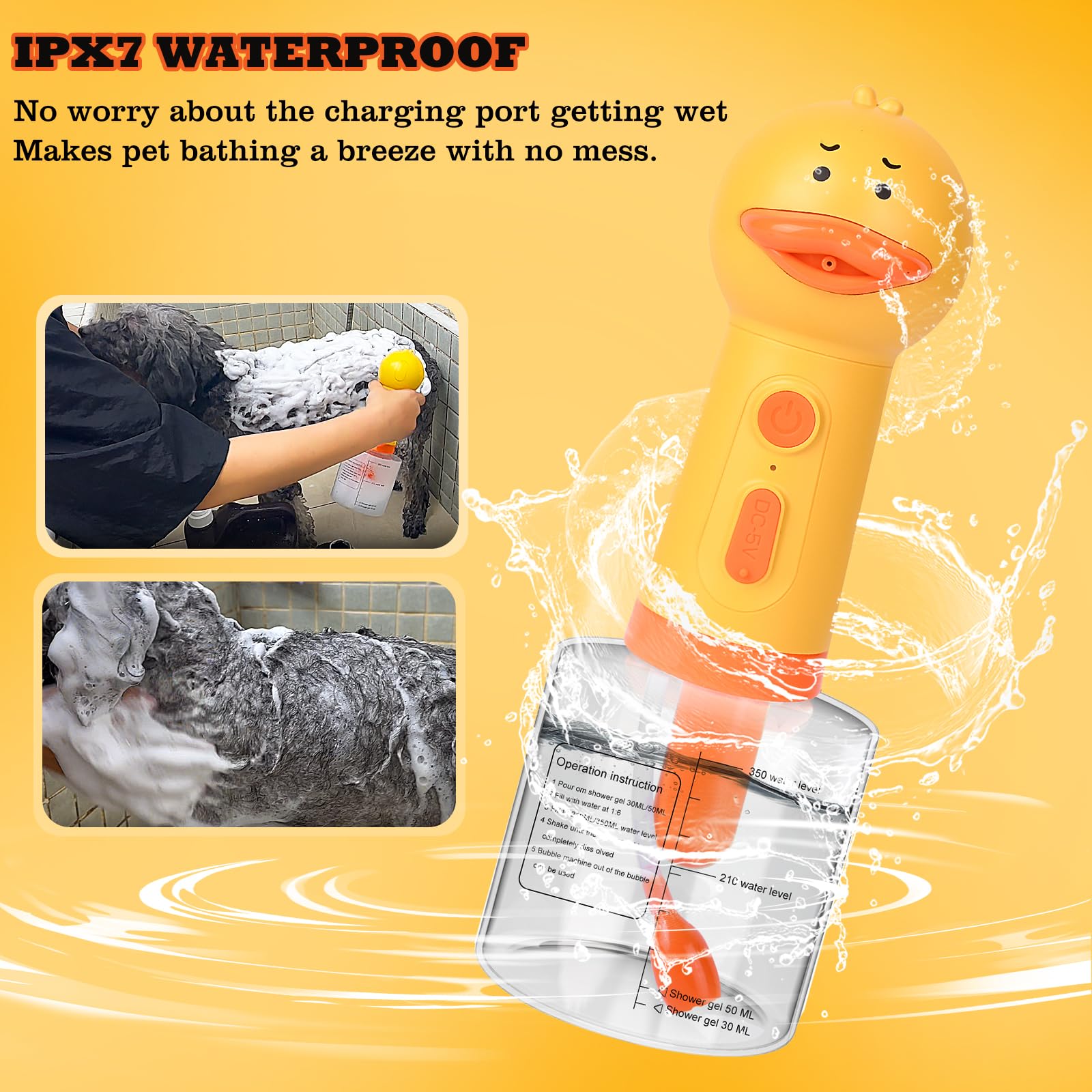BGGo IPX7 waterproof design resists splashes during grooming.