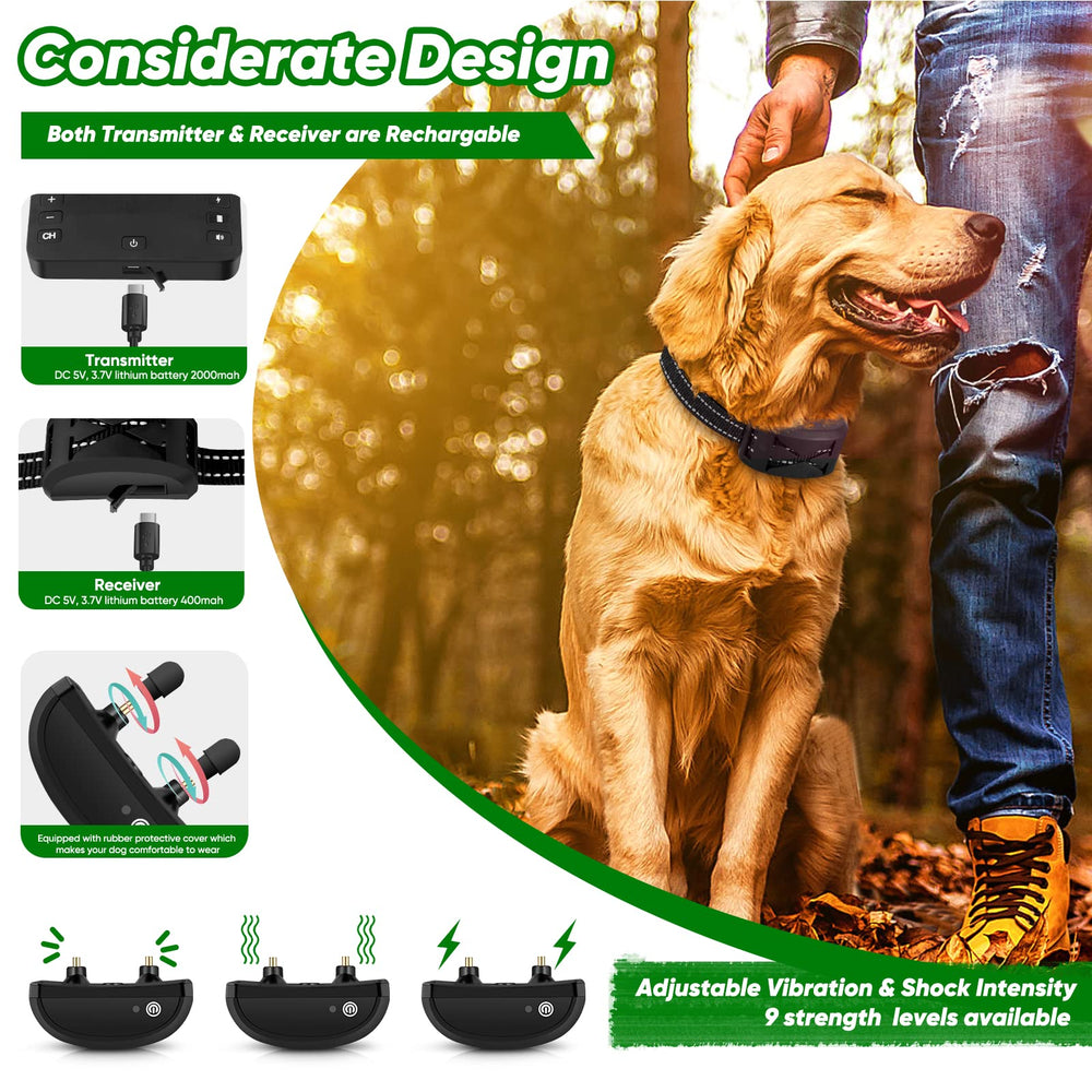 BHCEY remote training panel showing multi-dog control options
