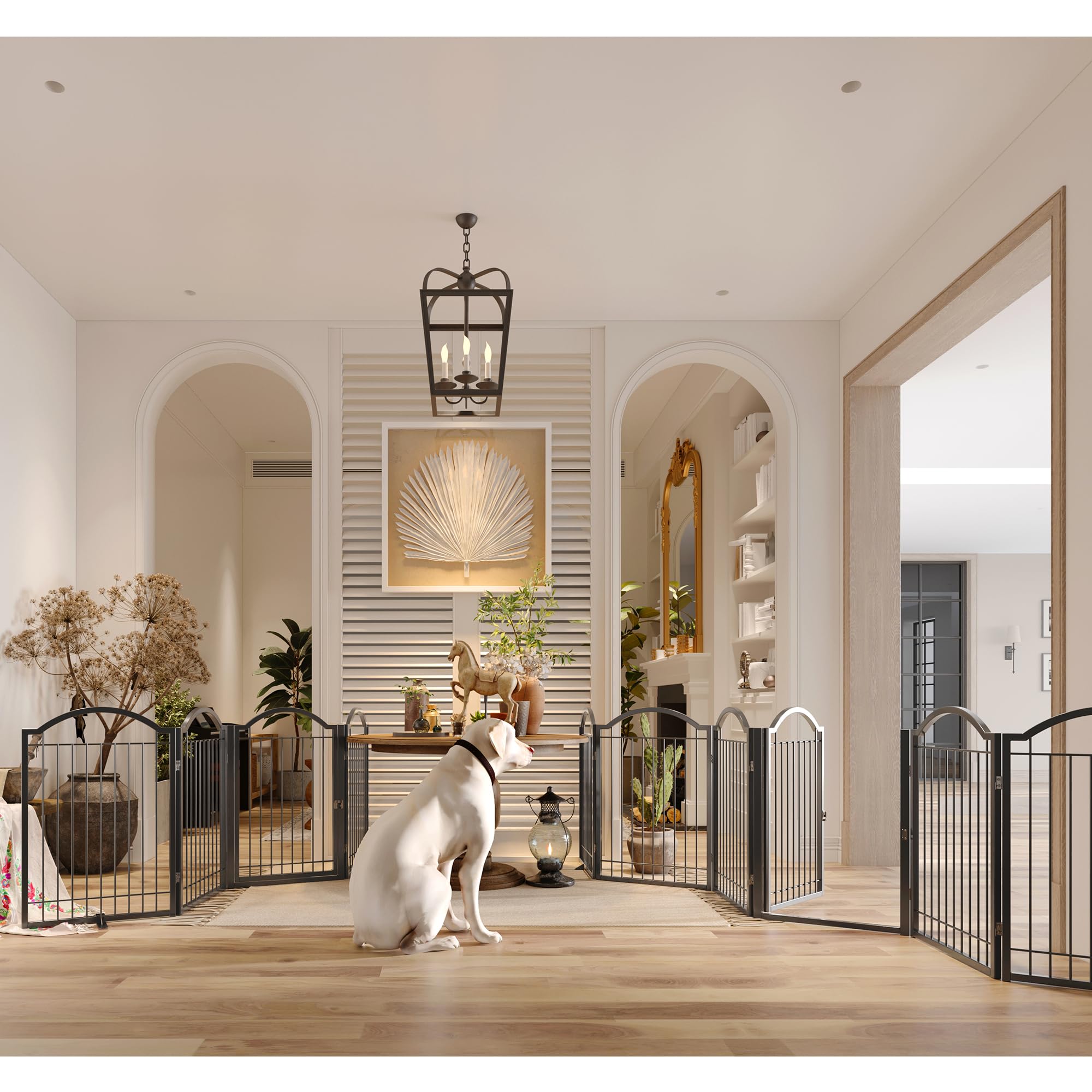 BHG door walk-through gate in black offers convenient access for pets and people.