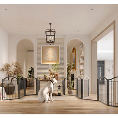 BHG door walk-through gate in black offers convenient access for pets and people.