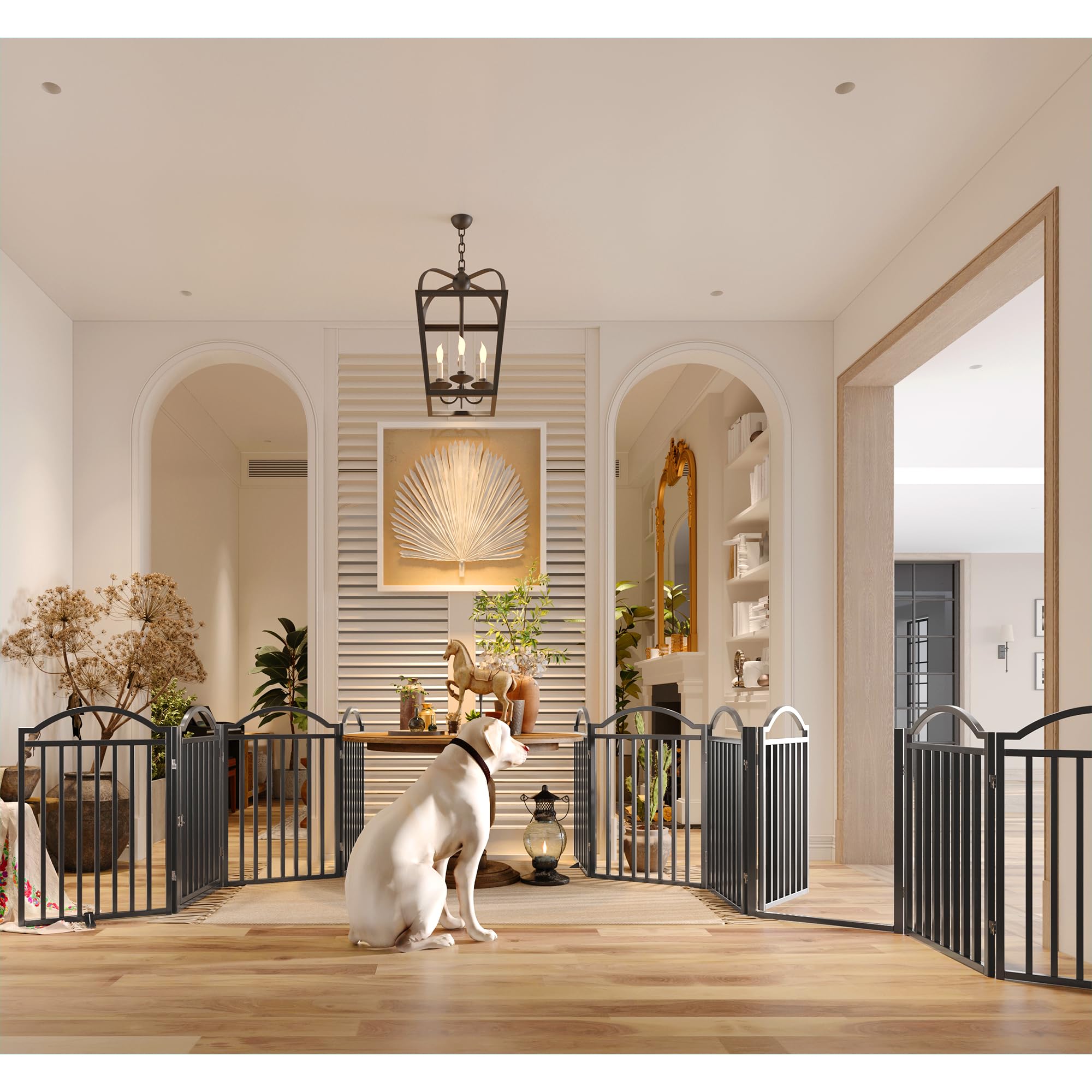 BHG freestanding gate with door walk-through in indoor setting