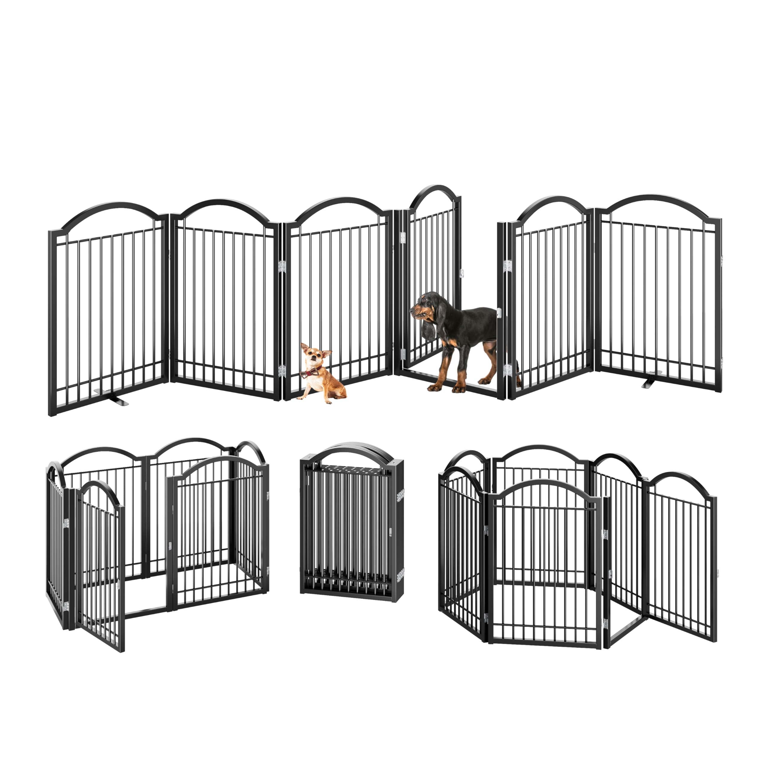BHG metal dog gate blocks access to stairs and restricted zones at home.