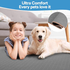 BHVESLL dog pad with non-slip bottom keeps pad flat on smooth floors for stable use.