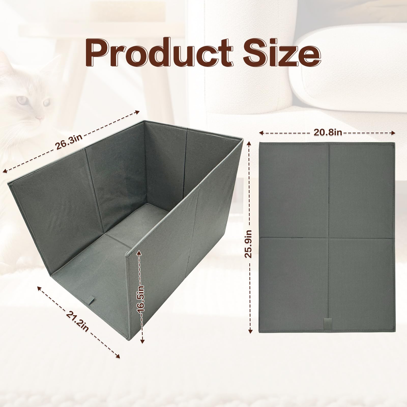 Bhyhok tall high-side design contains litter and reduces mess.
