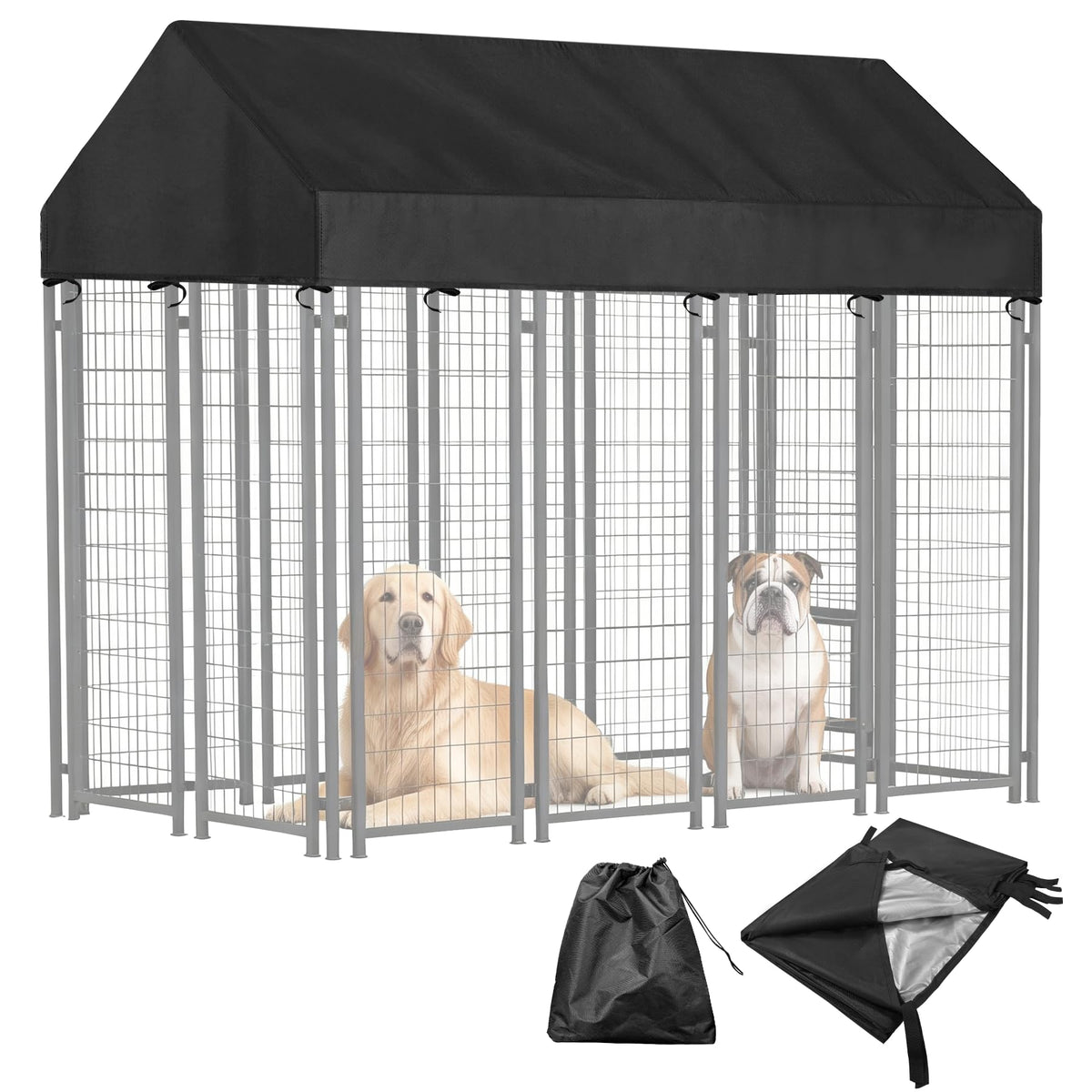 Bhyhok dog kennel cover roof shielding outdoors from rain and sun.
