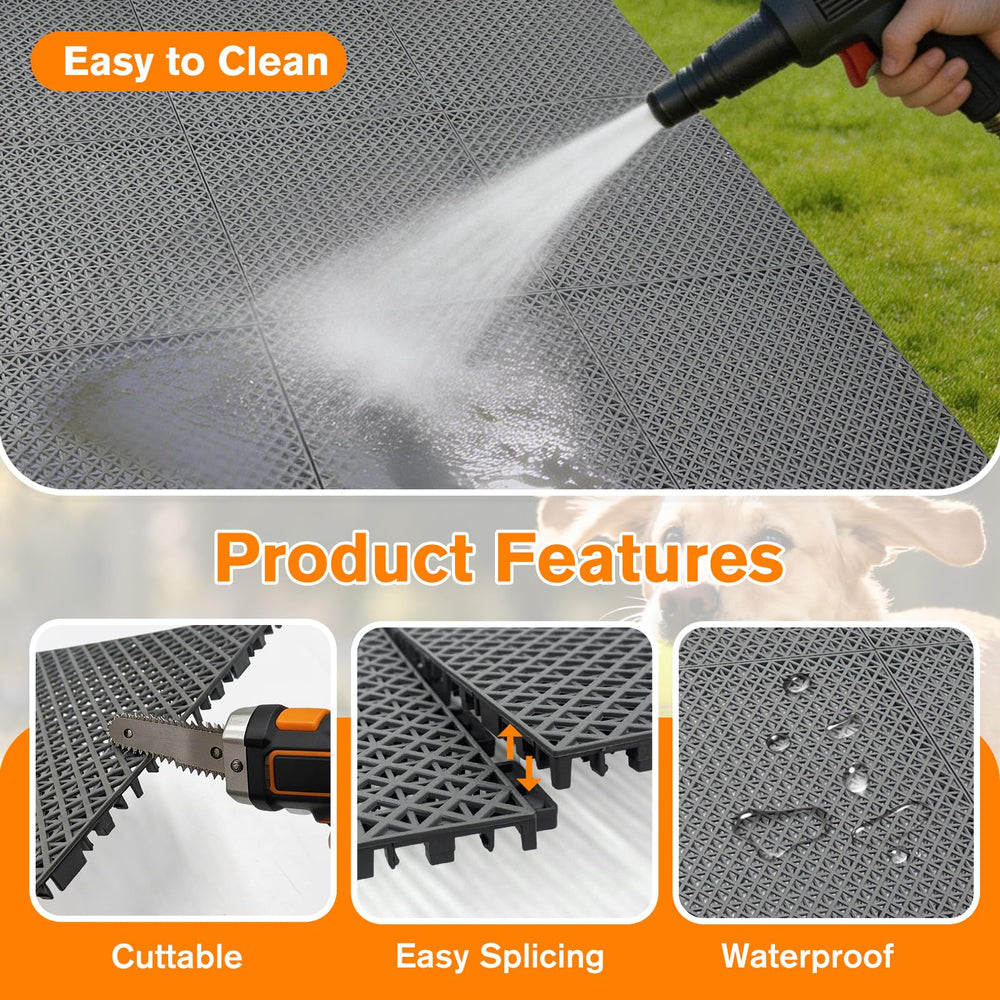 Bhyhok interlocking kennel tiles enable tool-free installation for a customizable run.